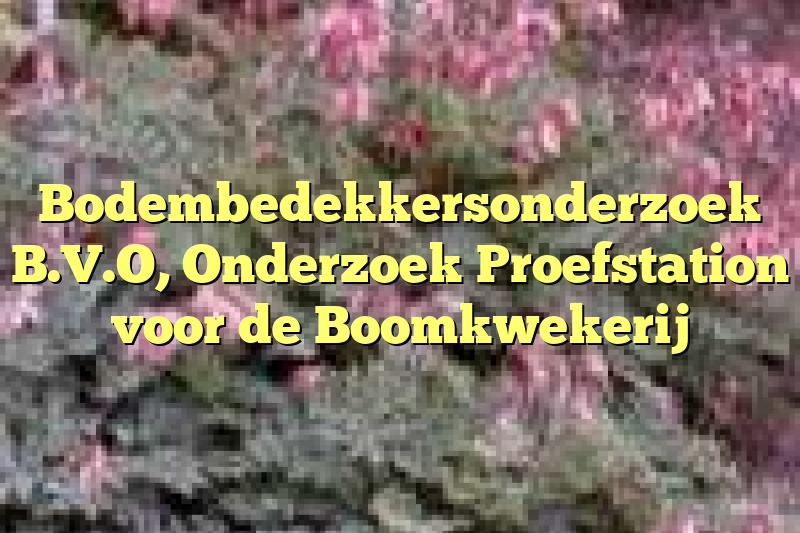 Bodembedekkersonderzoek B.V.O, Onderzoek Proefstation voor de Boomkwekerij