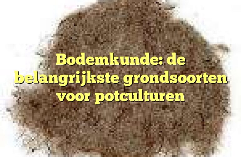 Bodemkunde: de belangrijkste grondsoorten voor potculturen