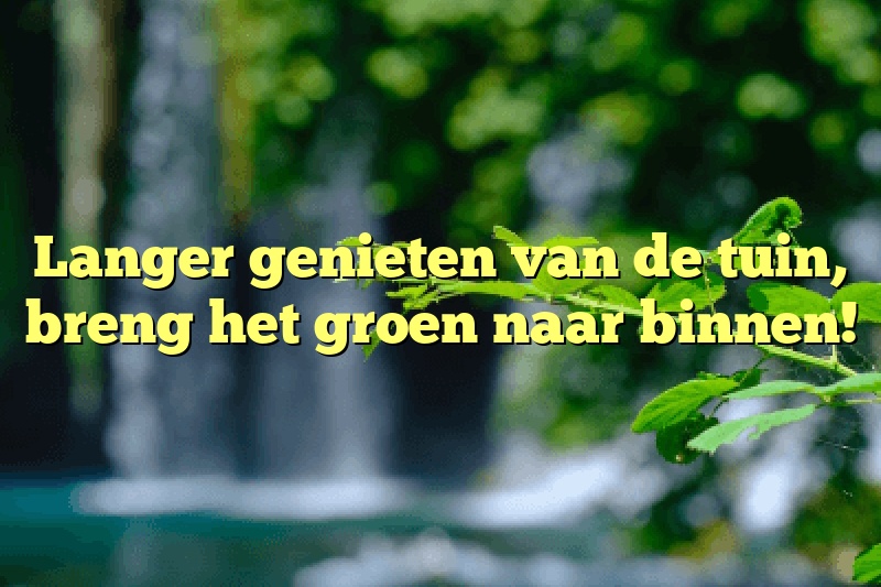 Langer genieten van de tuin, breng het groen naar binnen!