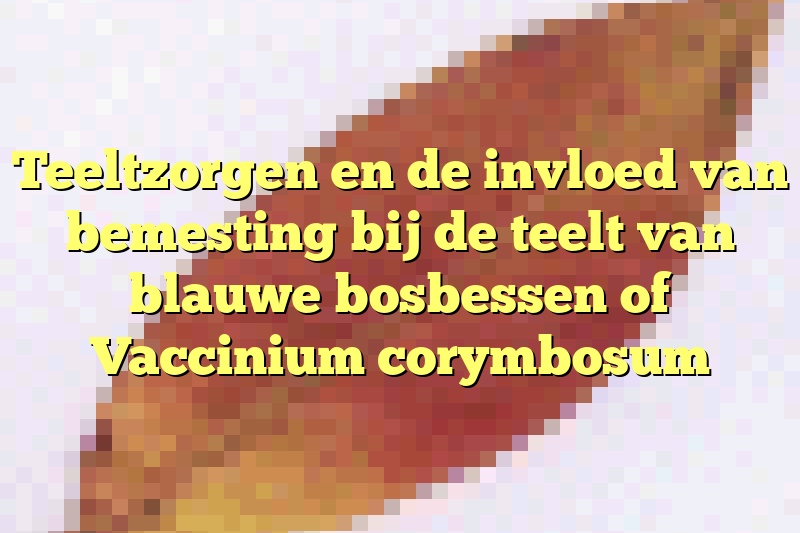 Teeltzorgen en de invloed van bemesting bij de teelt van blauwe bosbessen of Vaccinium corymbosum