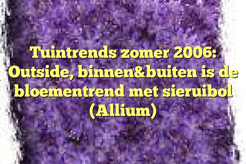 Tuintrends zomer 2006: Outside, binnen&buiten is de bloementrend met sieruibol (Allium)